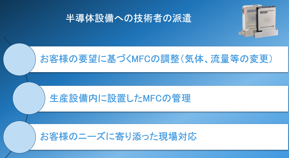 半導体製造設備への技術者の派遣